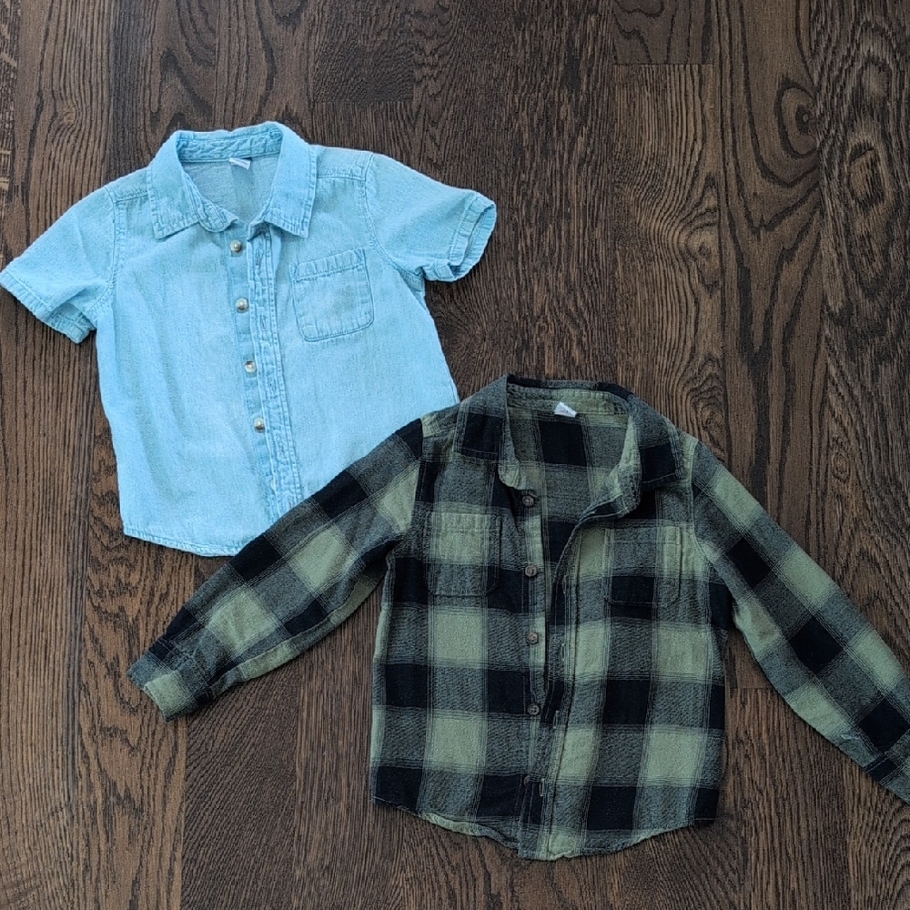 Bundle: 5T Plaid and 4T Denim Kids Shirts